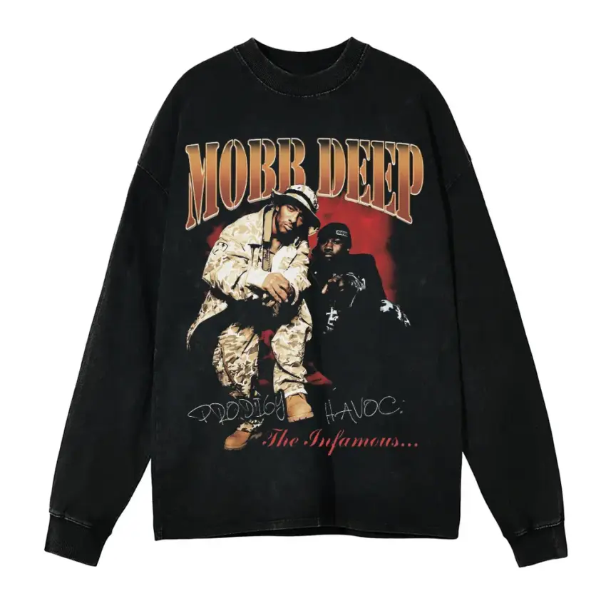 Mobb Deep The Infamous Aicd Wash Oversized Long Sleeve Shirt