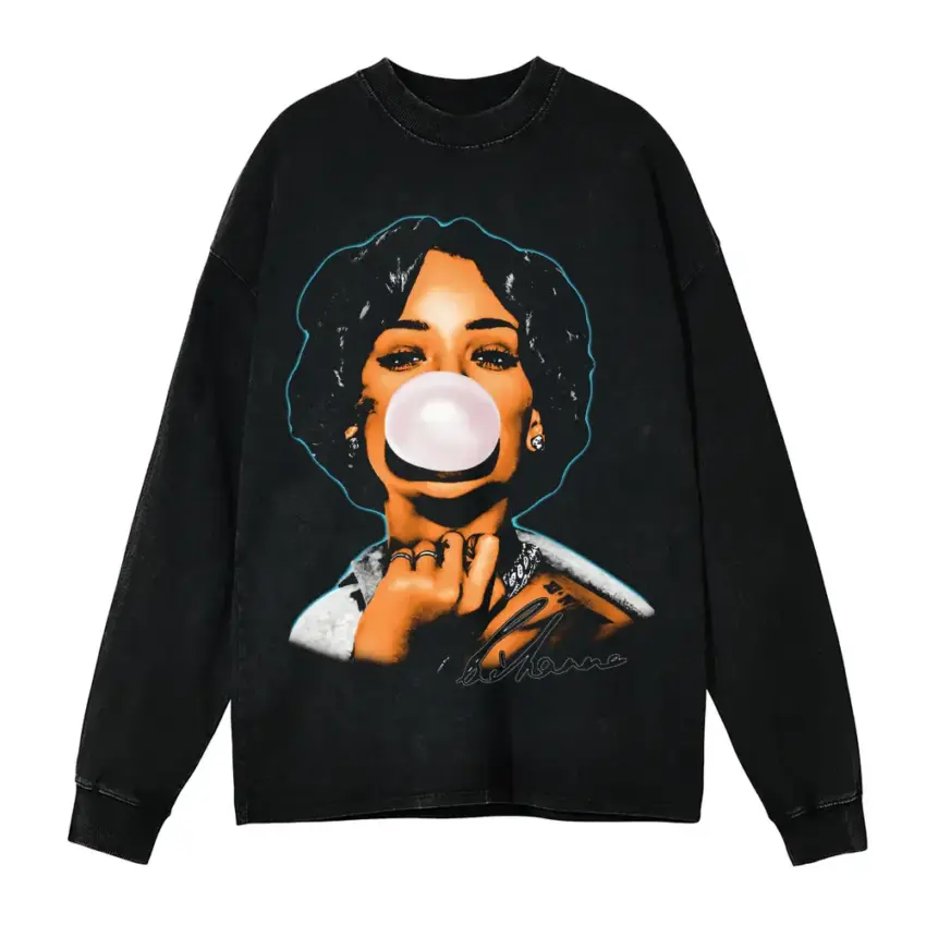 Munch Feeling U Aicd Wash Oversized Long Sleeve Shirt