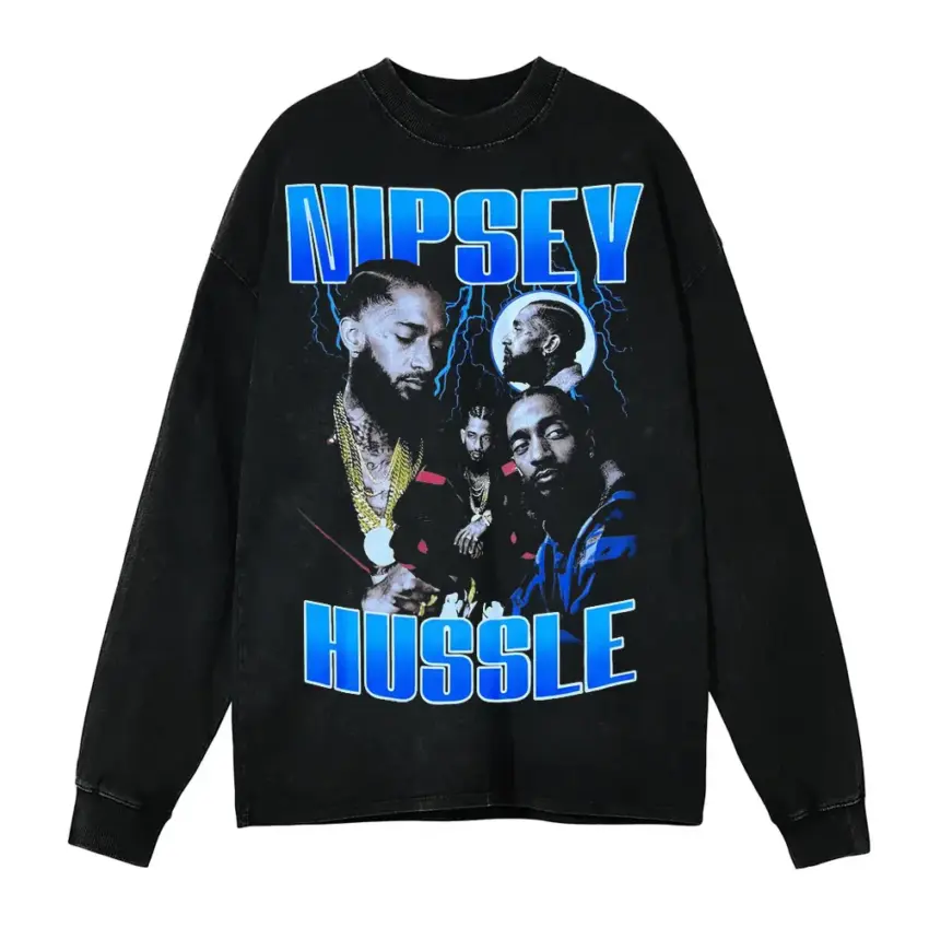 Nipsey Hussle The Great Aicd Wash Oversized Long Sleeve Shirt