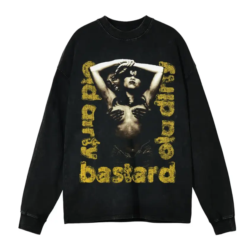 Ol Dirty Bastard Aicd Wash Oversized Long Sleeve Shirt