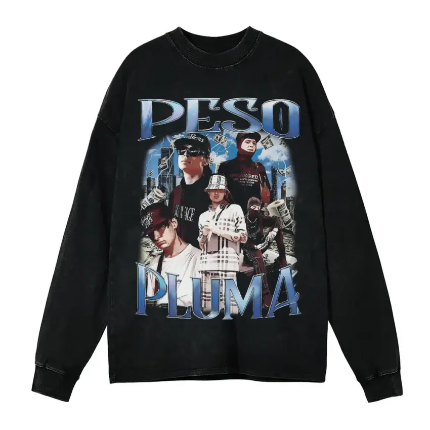 Peso Pluma Genesis Tribute Aicd Wash Oversized Long Sleeve Shirt
