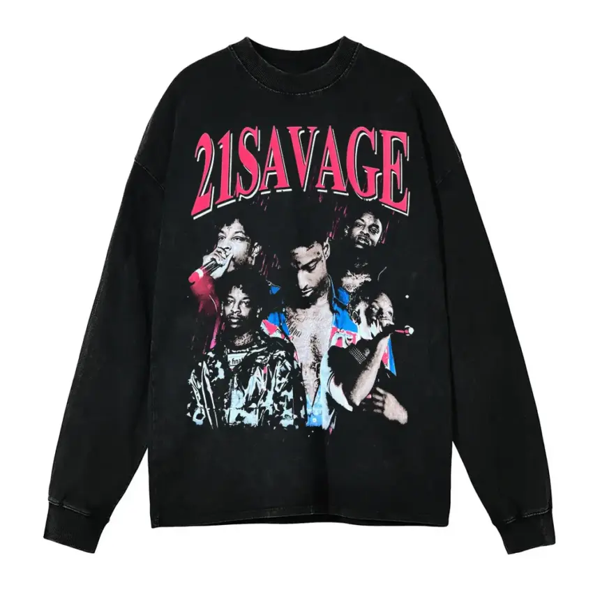Pink Savage Aesthetic Aicd Wash Oversized Long Sleeve Shirt