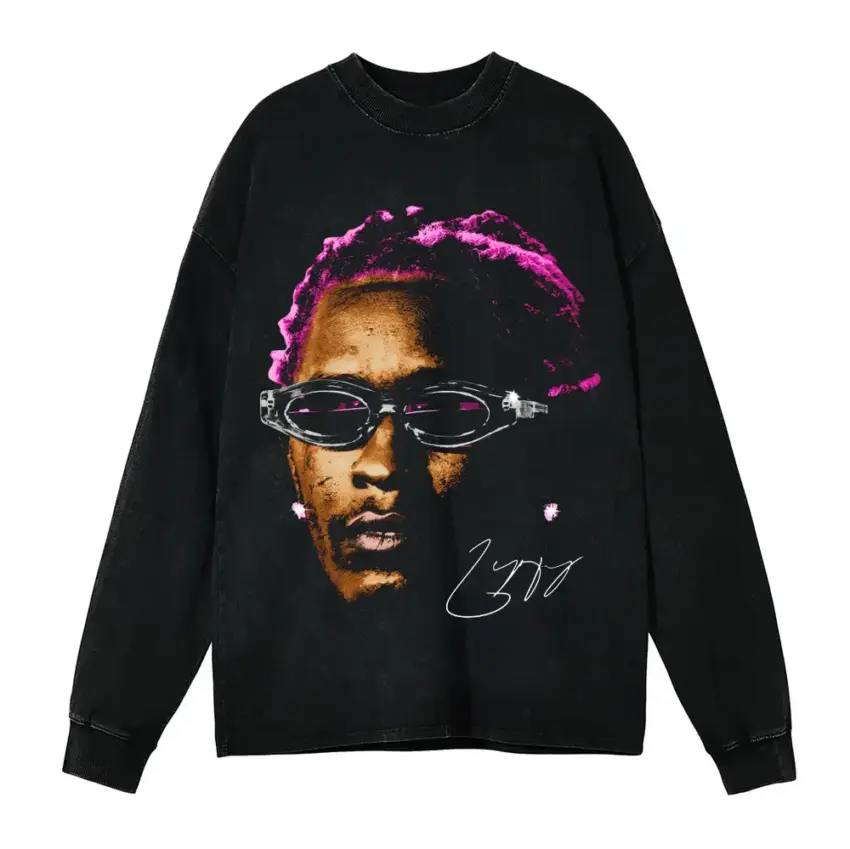 Punk Era Thug Aicd Wash Oversized Long Sleeve Shirt