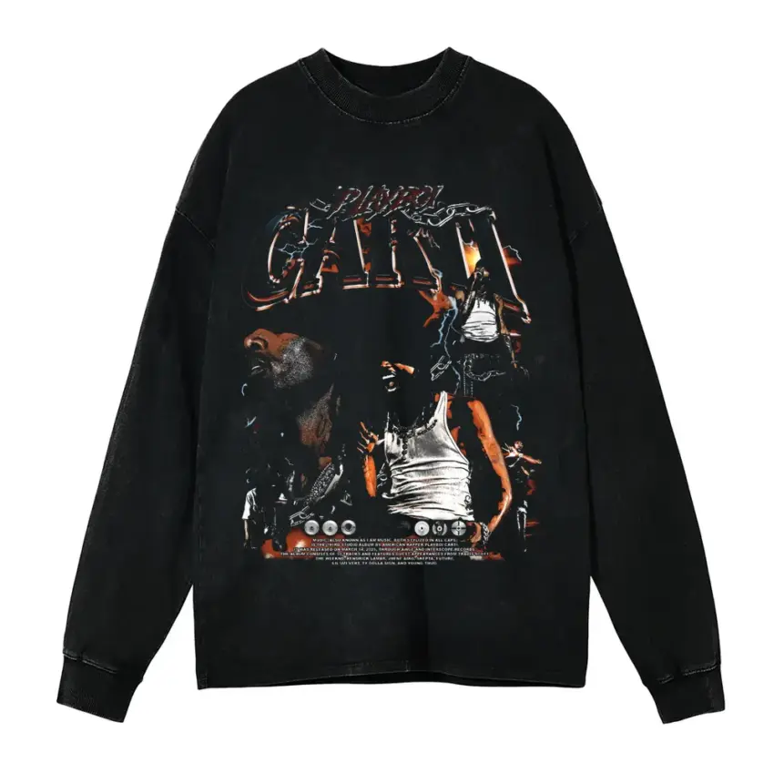 Pushin P Aicd Wash Oversized Long Sleeve Shirt