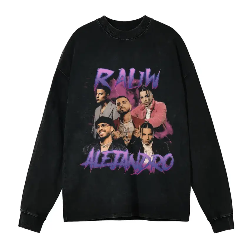 Rauw Alejandro Saturno World Tour Aicd Wash Oversized Long Sleeve Shirt