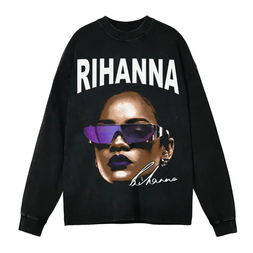 Rihanna Anti Shades Aicd Wash Oversized Long Sleeve Shirt