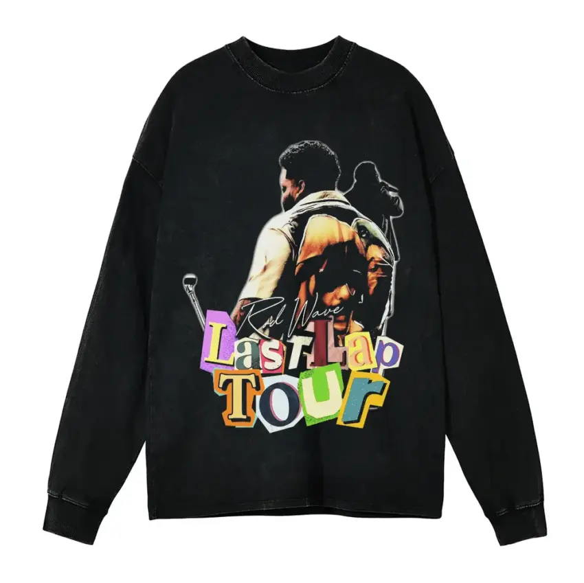 Rod Wave Last Lap Tour Aicd Wash Oversized Long Sleeve Shirt