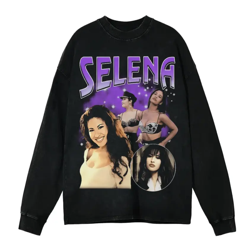 Selena Purple Reign Aicd Wash Oversized Long Sleeve Shirt