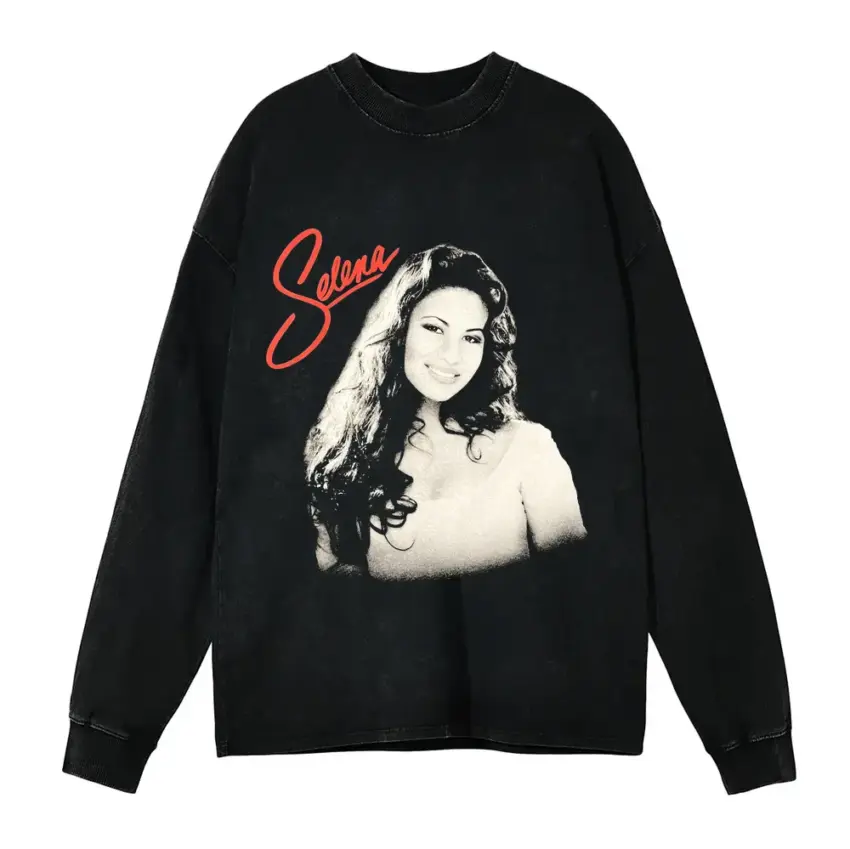 Selena Signature Monochrome Aicd Wash Oversized Long Sleeve Shirt