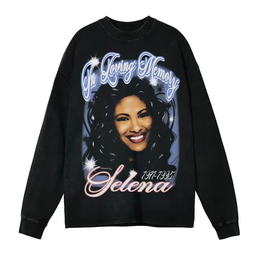 Selena The Last Concert Aicd Wash Oversized Long Sleeve Shirt