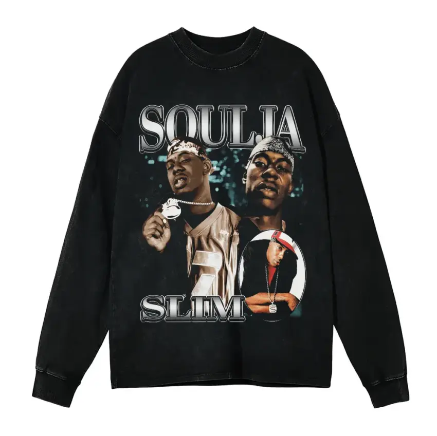 Soulja Boy Crank That Aicd Wash Oversized Long Sleeve Shirt