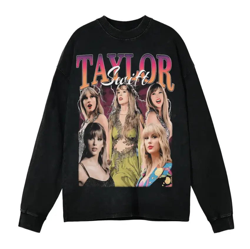 Taylor Swift Era Chronicles Aicd Wash Oversized Long Sleeve Shirt