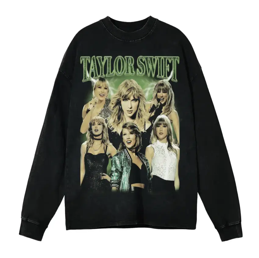 Taylor Swift Album Eras Aicd Wash Oversized Long Sleeve Shirt