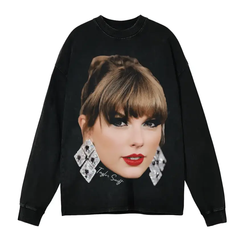 Taylor Swift Lover Era Portrait Aicd Wash Oversized Long Sleeve Shirt
