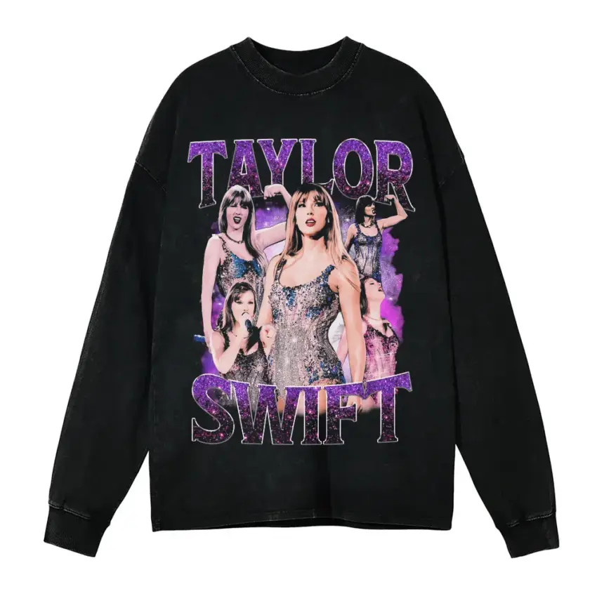 Taylor Swift Midnights Era Aicd Wash Oversized Long Sleeve Shirt