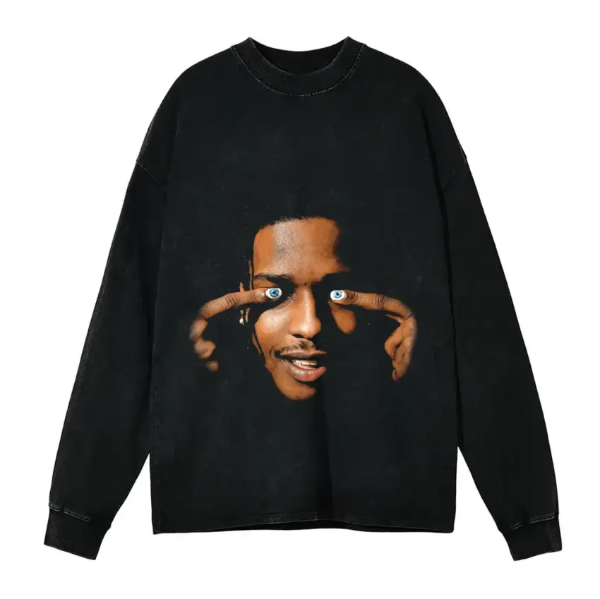 Testing Eyes Vision Aicd Wash Oversized Long Sleeve Shirt