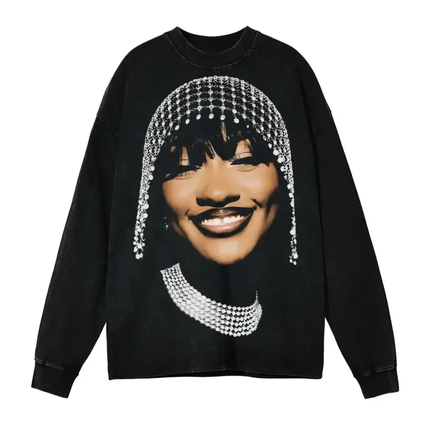 Teezo Touchdown Nails Portrait Aicd Wash Oversized Long Sleeve Shirt