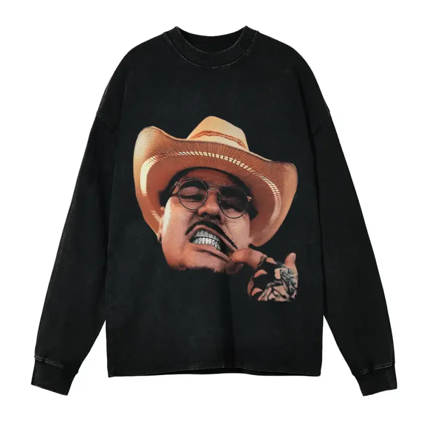 That Mexican OT Cowboy Aicd Wash Oversized Long Sleeve Shirt