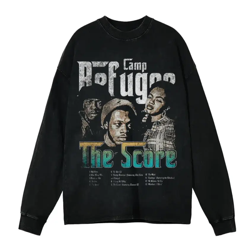 The Score Aicd Wash Oversized Long Sleeve Shirt