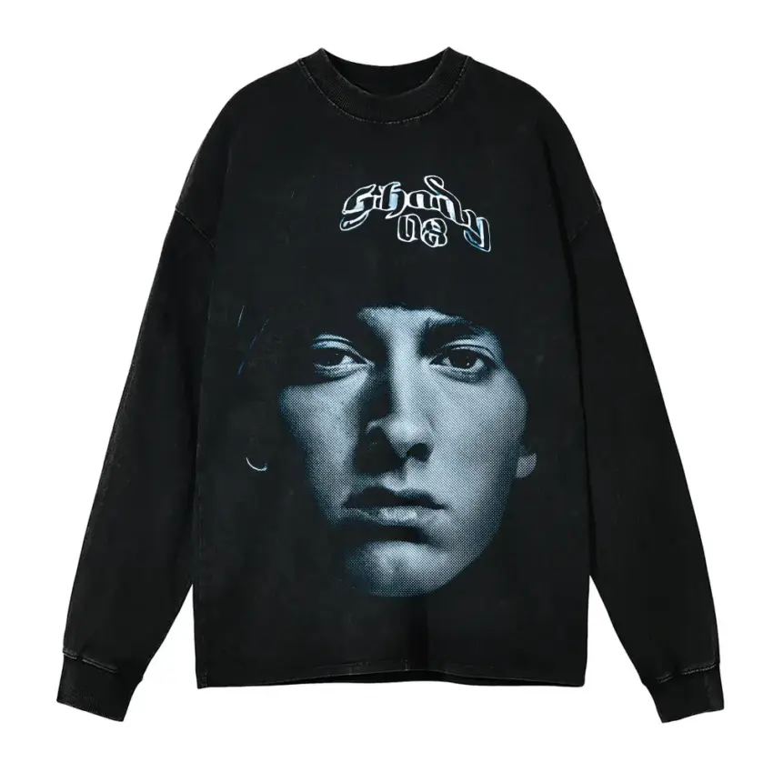 The Real Slim Shady Aicd Wash Oversized Long Sleeve Shirt