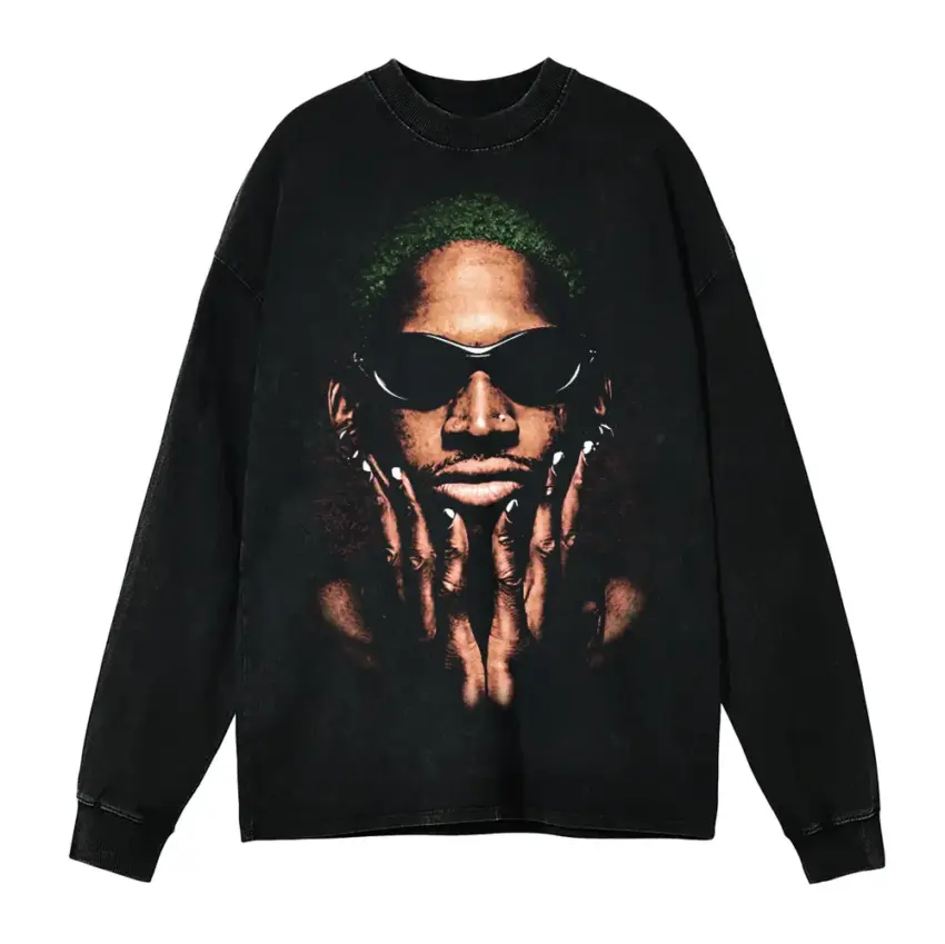 The Worm Aicd Wash Oversized Long Sleeve Shirt