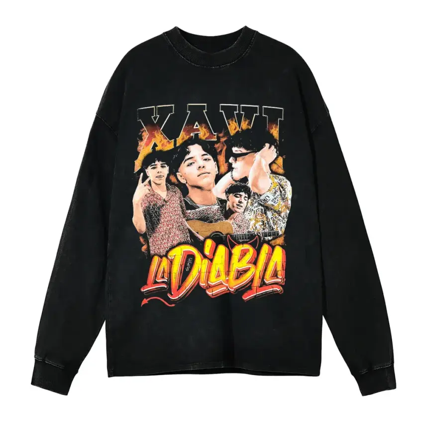 Xavi La Diabla Aicd Wash Oversized Long Sleeve Shirt