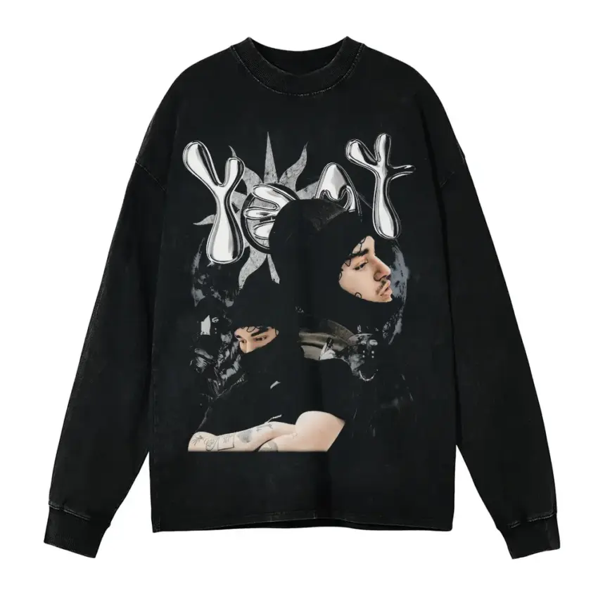 Yeat 2 Alive Tribute Aicd Wash Oversized Long Sleeve Shirt