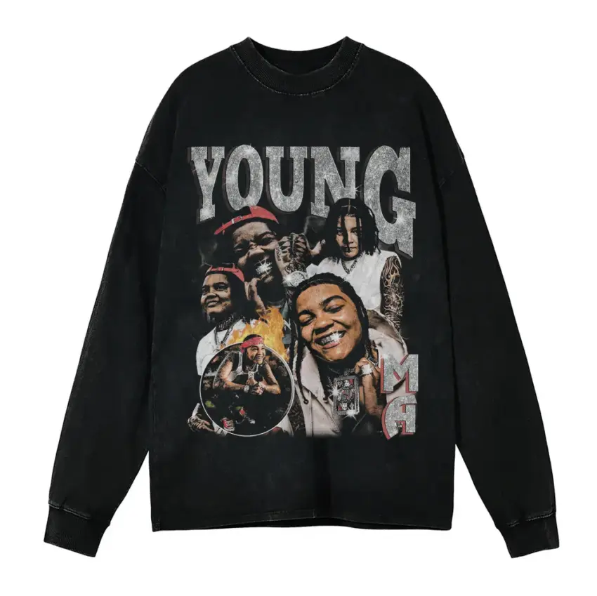 Young Thug Slime Season Aicd Wash Oversized Long Sleeve Shirt