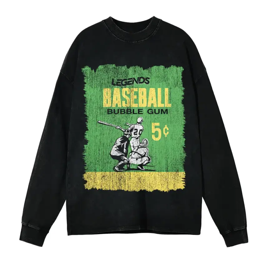 Legends Gum On The Mound Aicd Wash Oversized Long Sleeve Shirt