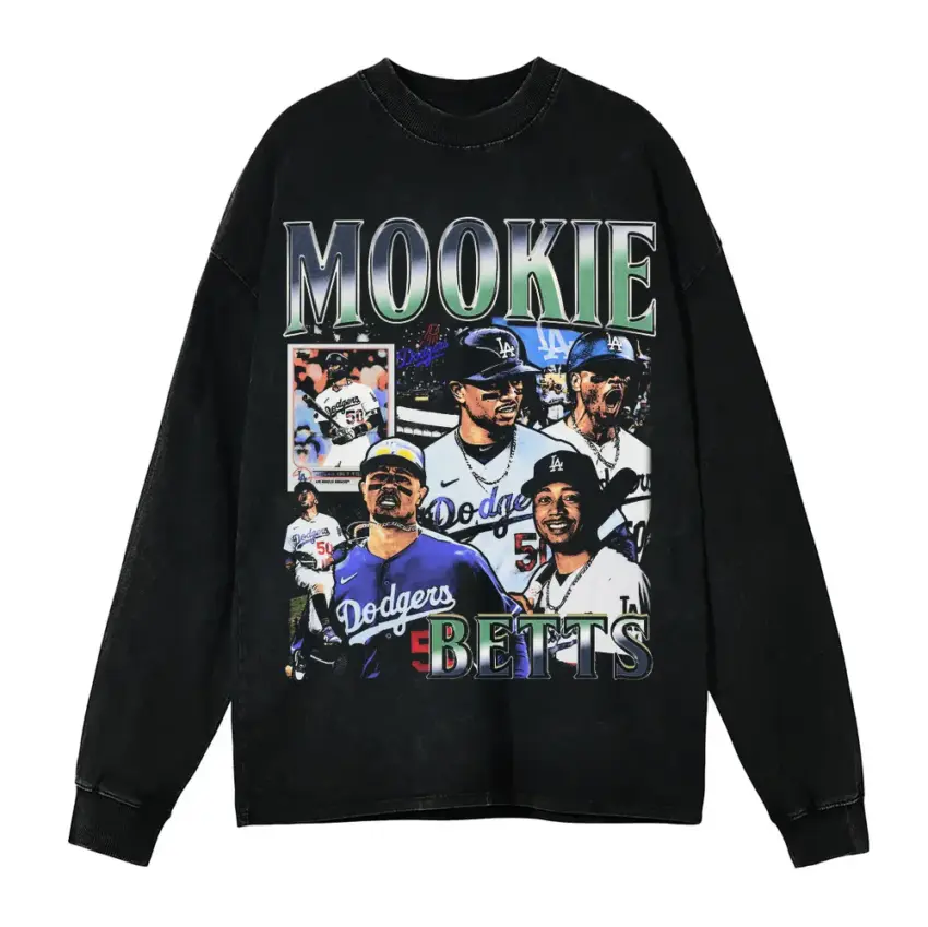 Mookie Of The Dodgers Aicd Wash Oversized Long Sleeve Shirt