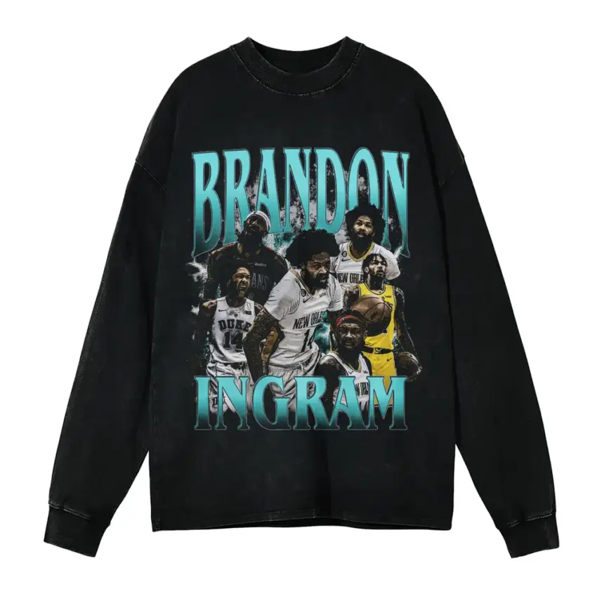 Brandon Ingram New Orleans Pelicans Art Aicd Wash Oversized Long Sleeve Shirt