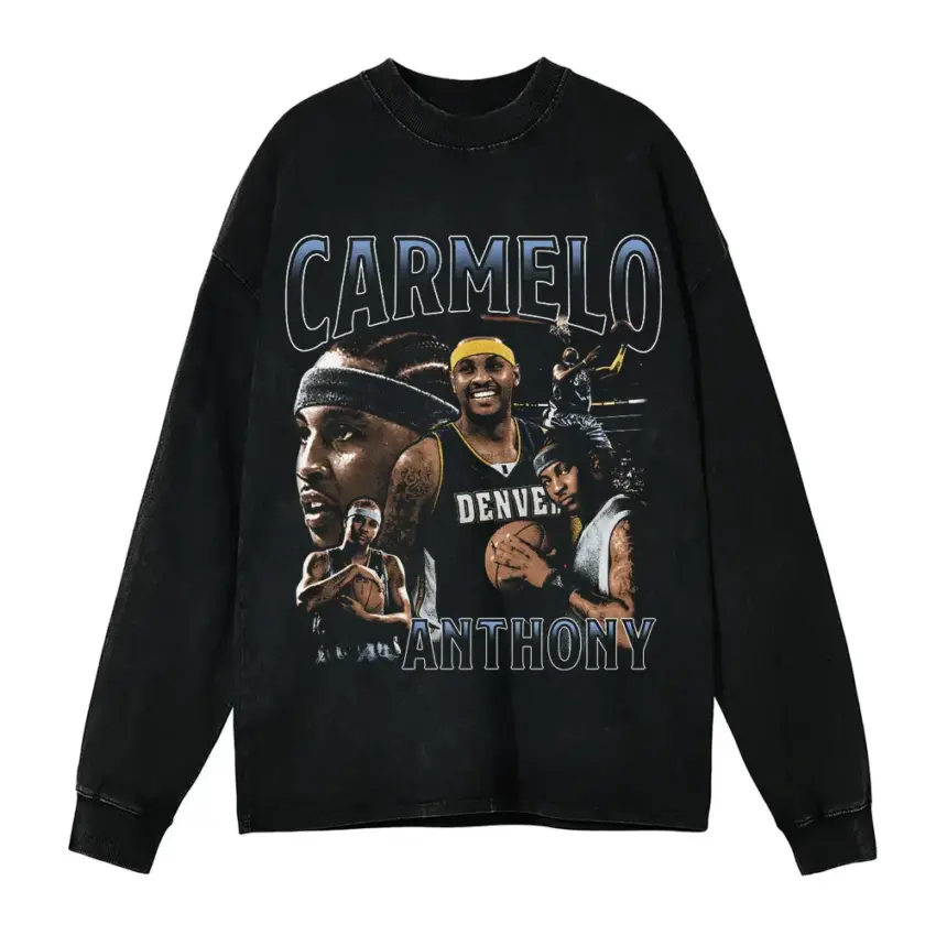 Carmelo Anthony The Art Of Melo Aicd Wash Oversized Long Sleeve Shirt