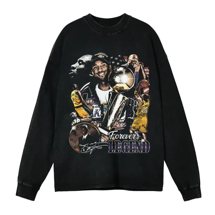 Forever A Legend Basketball Icons Aicd Wash Oversized Long Sleeve Shirt