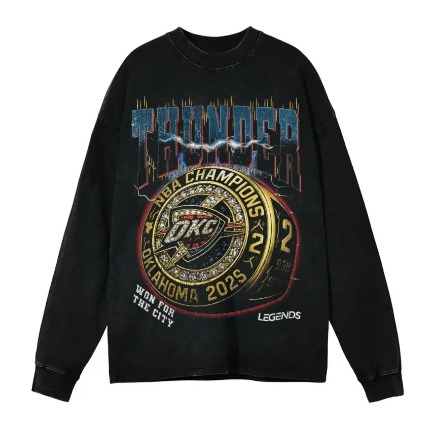 OKC Thunder Future Legends Graphic Aicd Wash Oversized Long Sleeve Shirt