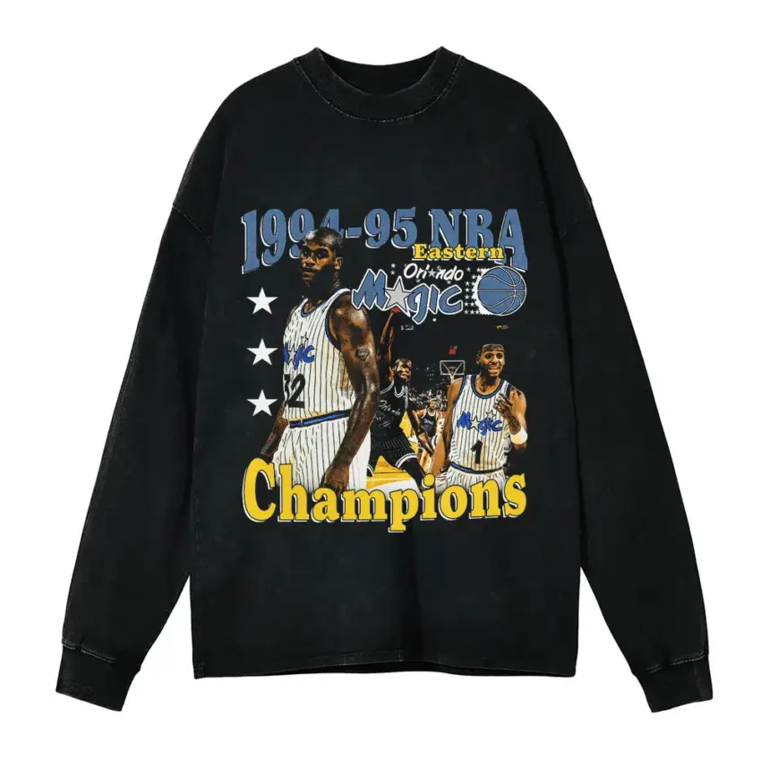 Orlando Magic Eastern Conference Champs 1995 Aicd Wash Oversized Long Sleeve Shirt