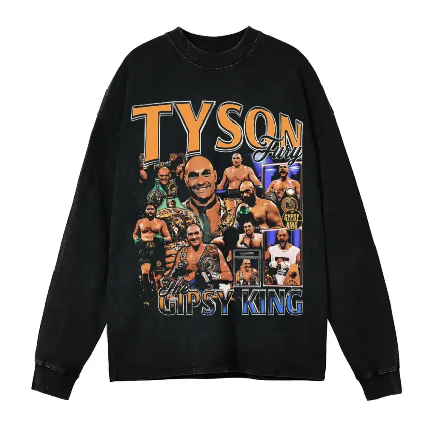 Tyson The Gypsy King Fury Aicd Wash Oversized Long Sleeve Shirt