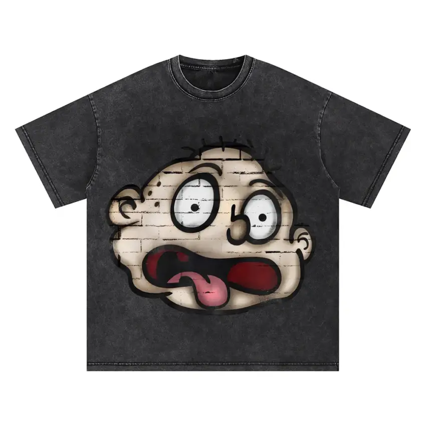 Manic Mono Brow Oversized Acid Wash T-shirt