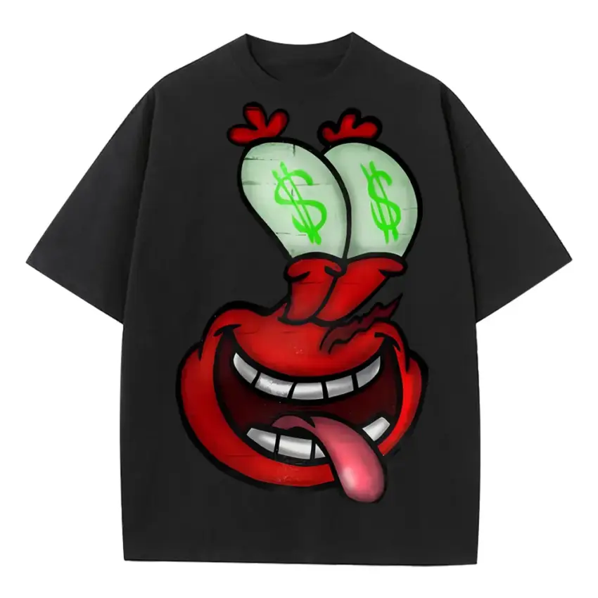 Greedy Grin Heavyweight Oversized Black Graphic Tee