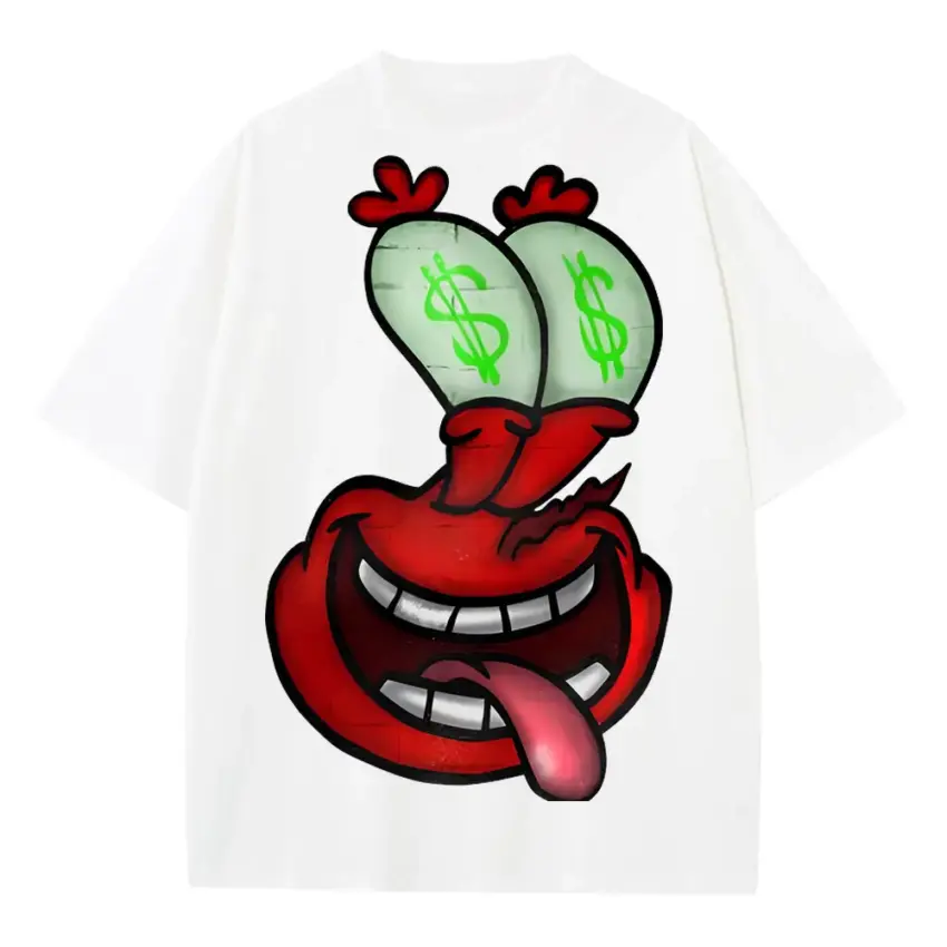 Greedy Grin Heavyweight Oversized White Graphic Tee