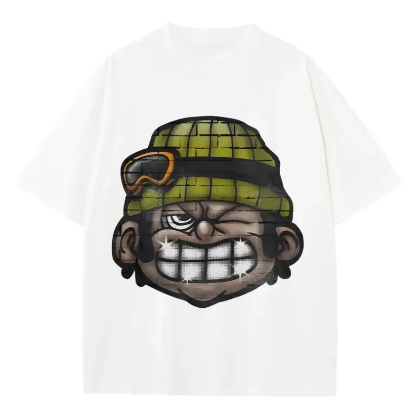 Master Of Mischief Heavyweight Oversized White Graphic Tee