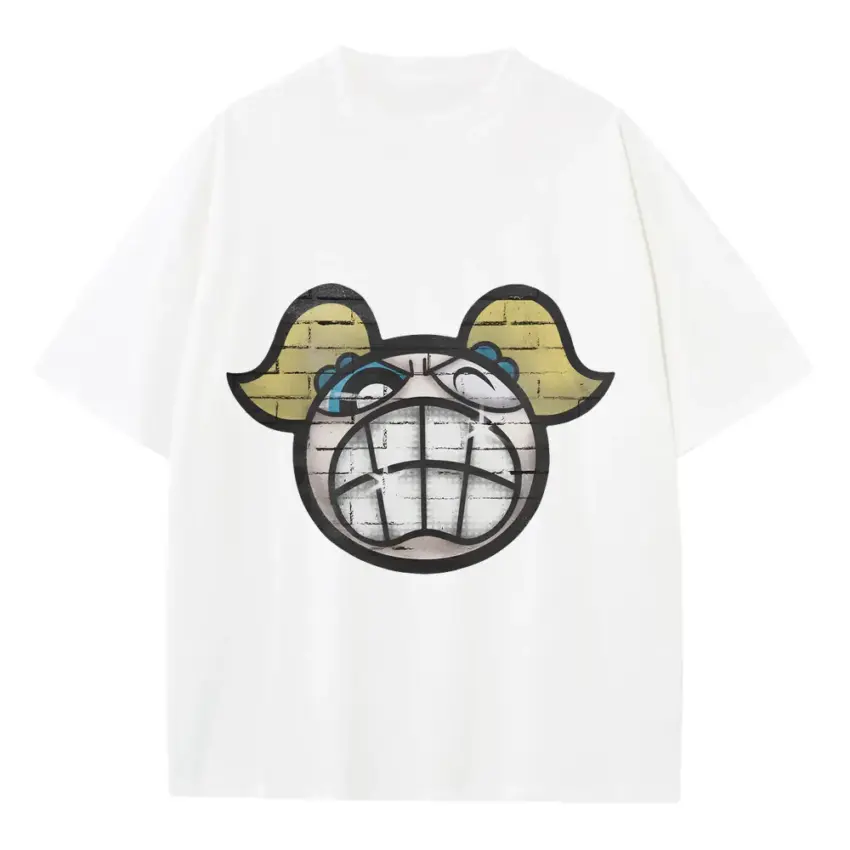 Belligerent Unibrow Heavyweight Oversized White Graphic Tee