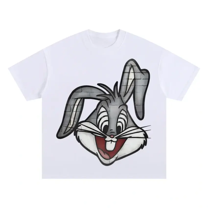 Wascally Wabbit Oversized White Graphic Tee