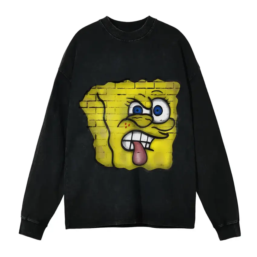Porous Psyche Aicd Wash Oversized Long Sleeve Shirt