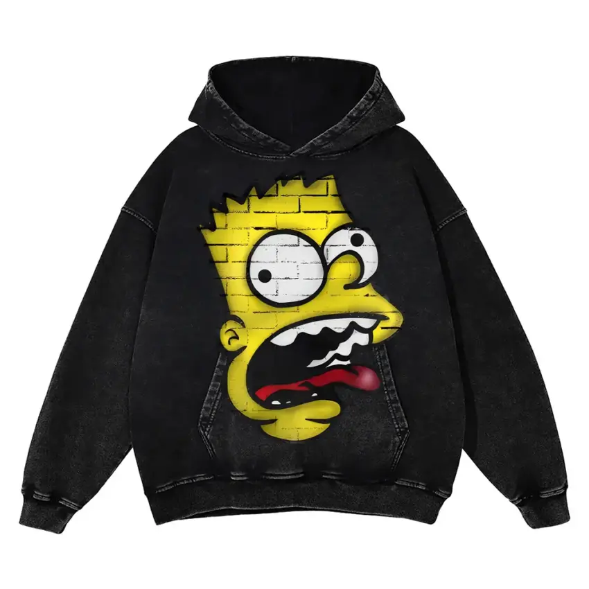 Anarchic Spikes Aicd Wash Oversized Hoodie