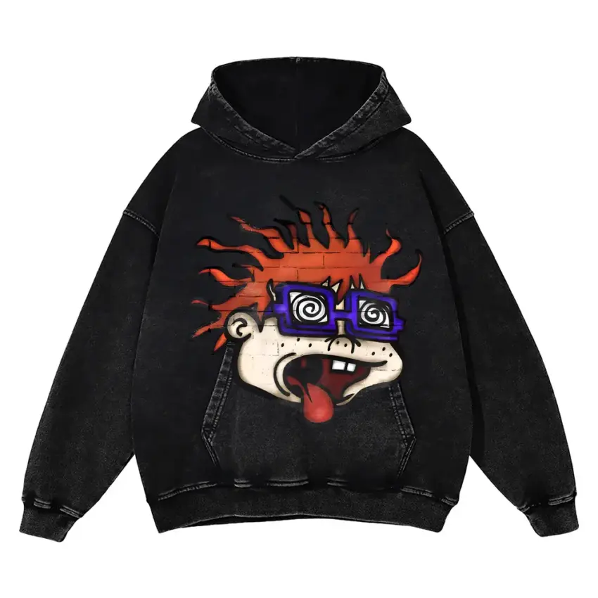 Wild Child Aicd Wash Oversized Hoodie