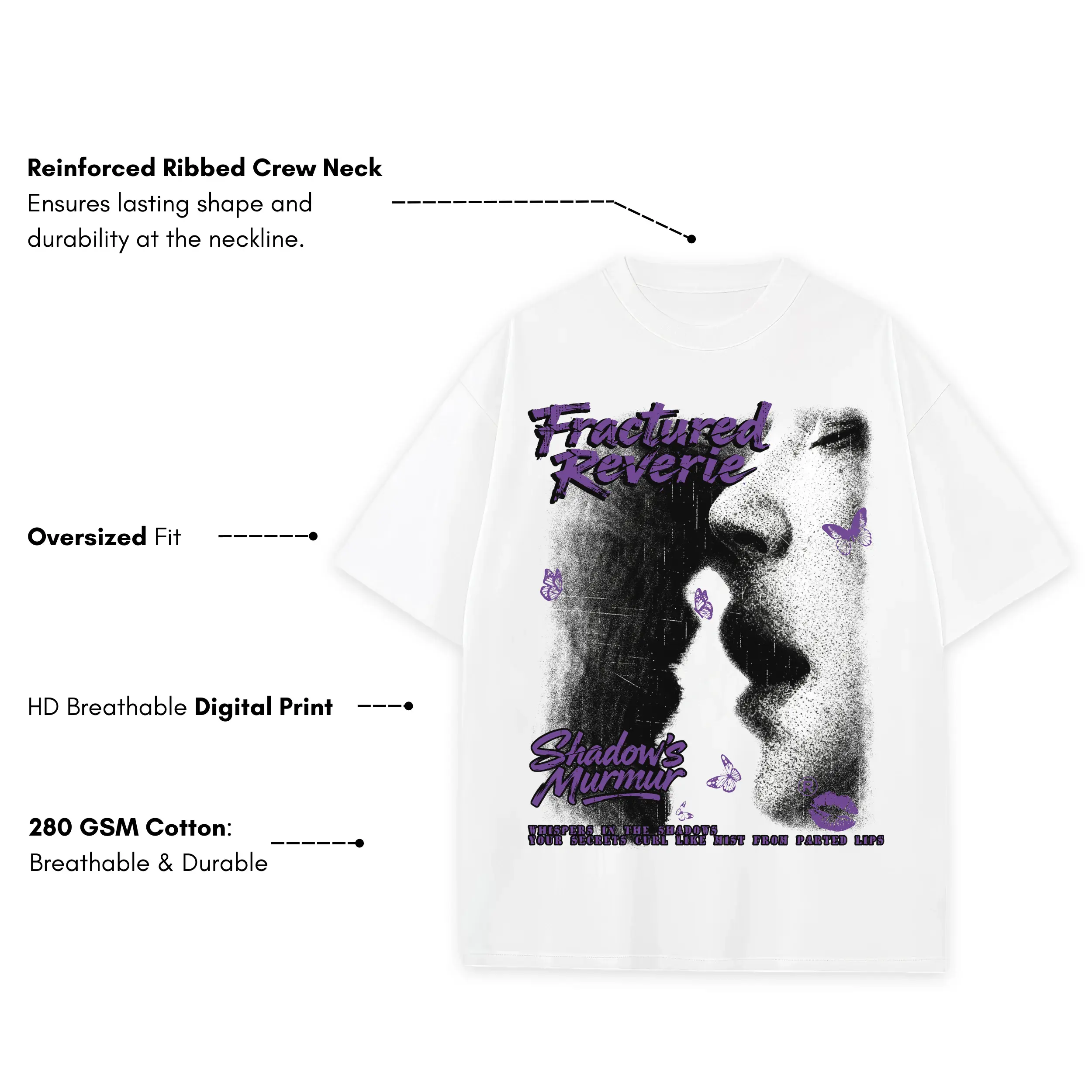 Retro Purple x Fractured Reverie Heavyweight Tee - White - Image 3