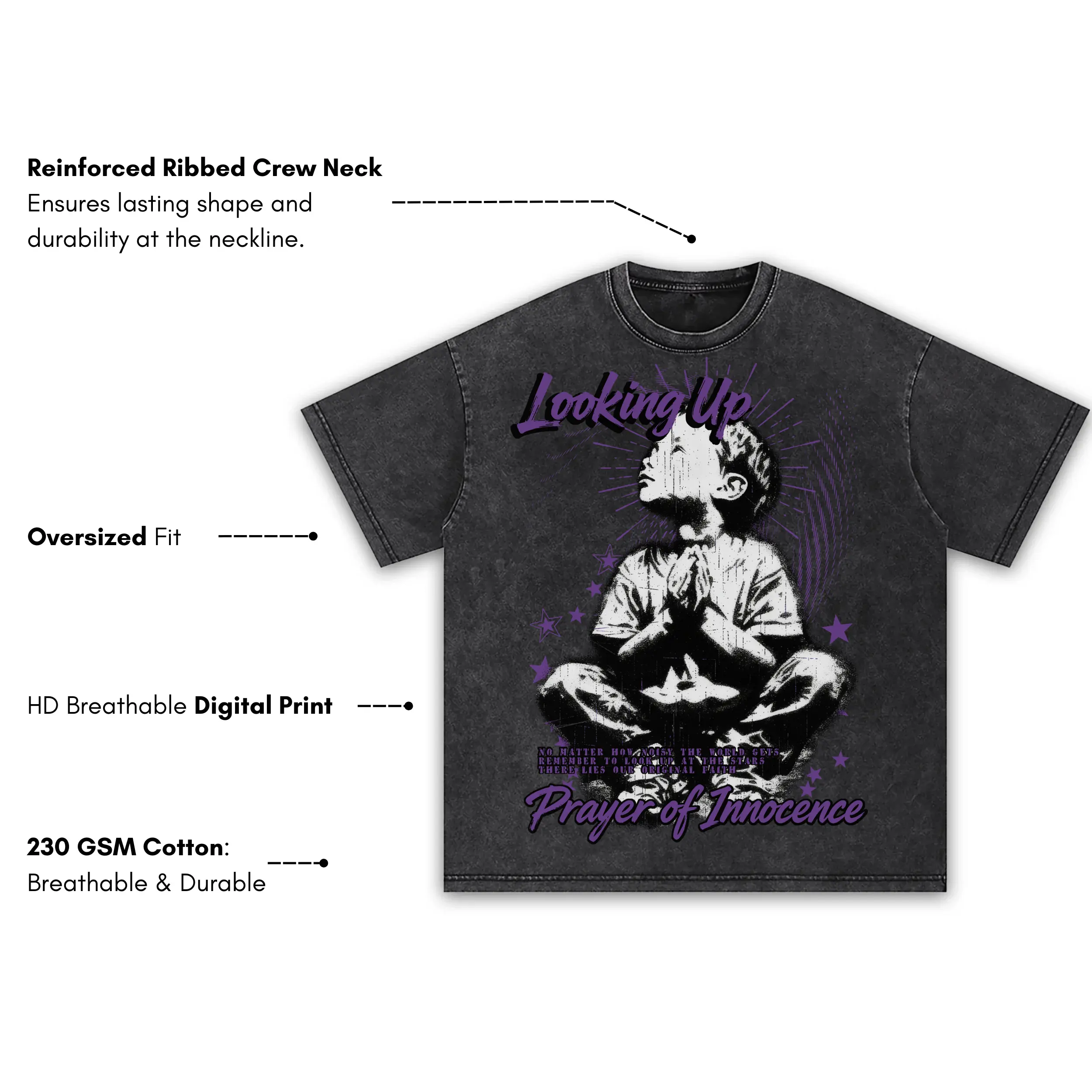 Retro Purple x Prayer of Innocence Vintage Acid Wash Tee - Image 3