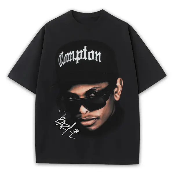 Retro Black x Eazy E 'Compton Hat' Heavyweight Tee - Black