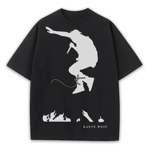Retro Black x Kanye West 'Silhouette Jump' Heavyweight Tee - Black