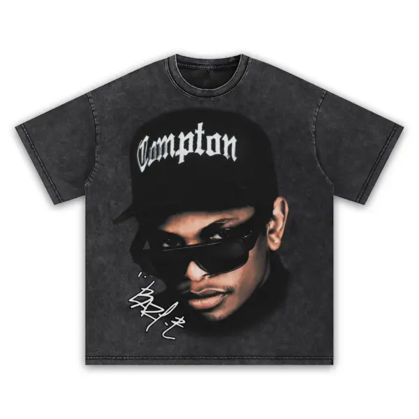 Retro Black x Eazy E 'Compton Hat' Vintage Acid Wash Tee